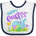 thumbnail image 3 of Inktastic Happy Easter Blue Bunny and Eggs in Grass Boys or Girls Baby Bib, 3 of 4