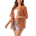 thumbnail image 4 of INSPIRE CHIC Women's Swiss Dots Cardigan Short Sleeve Cover Up Open Front Kimono Cardigans, 4 of 5