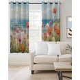 thumbnail image 2 of Pink Spring Floral Kitchen Curtains Modern Abstract Art Aesthetics Oil Painting Cafe Short Curtains for Bathroom Blackout Window Curtain Small Window Treatment Drapes for Bedroom 27.5"x39"x2, 2 of 9