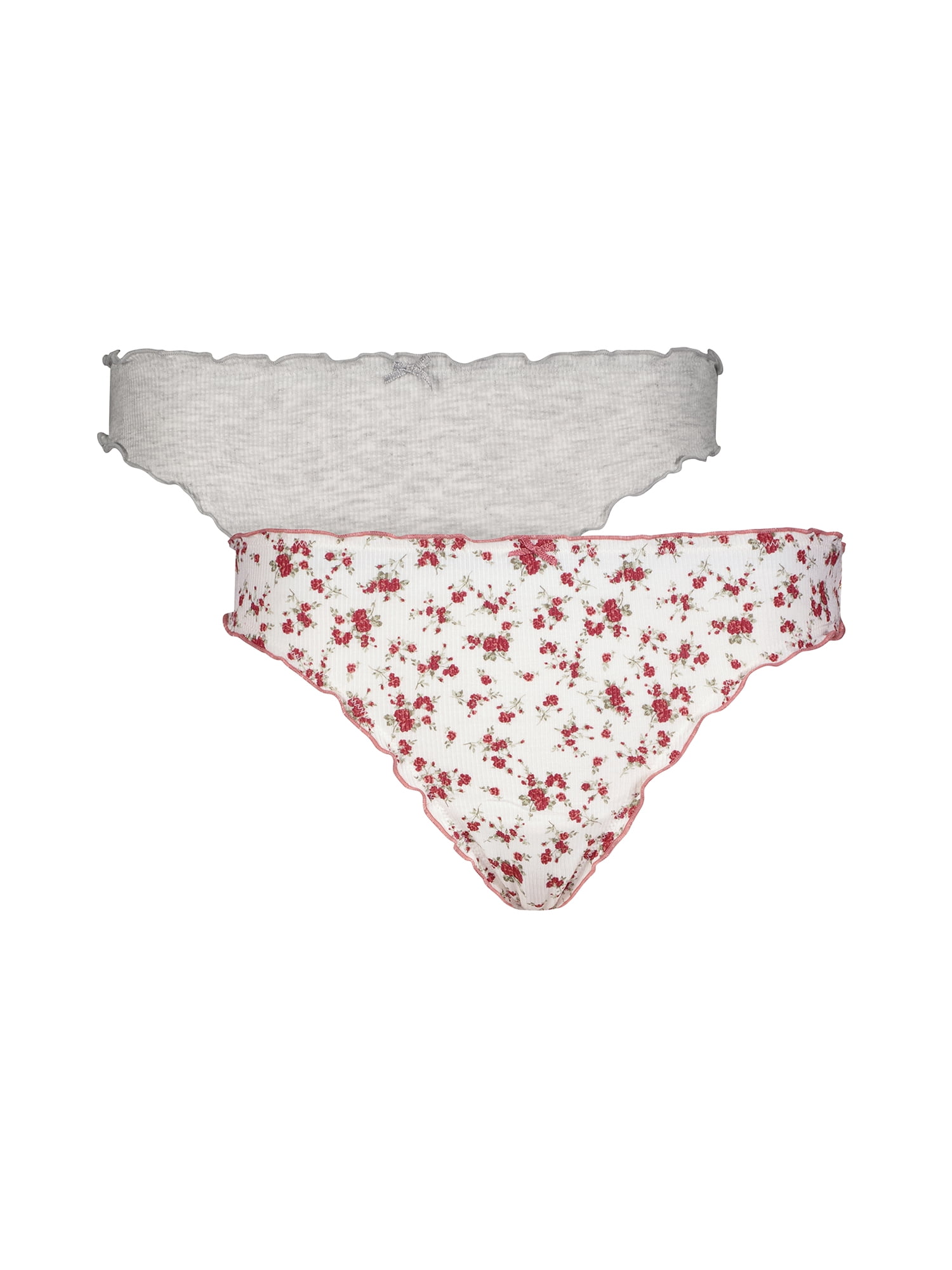 Jessica Simpson Women's Ruffle Rib Thong, 2-Pack, Size S-XXXL