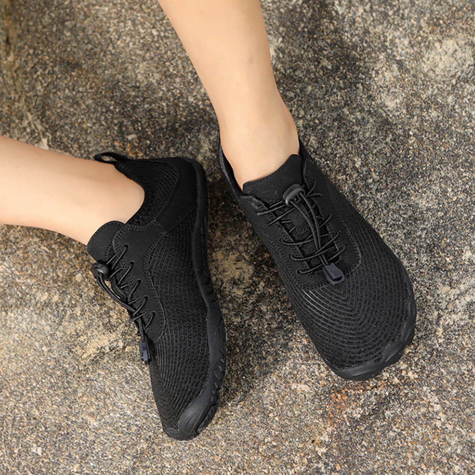 Mepaouo Women Men Water Shoes Quick Dry Barefoot Aqua Sport Hiking Diving Walking Shoes(Black,7.5)