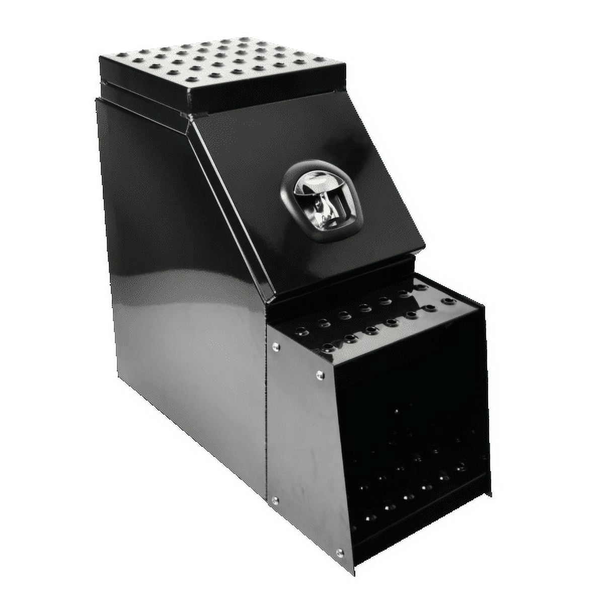 Aluminum Side Mount Semi Truck Tool Box with Saddle Step&Lock 25"x28"x12" Black