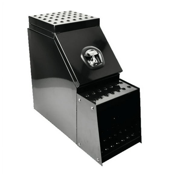 25"x28"x12" Aluminum Side Mount Semi Truck Tool Box with Saddle Step&Lock Black