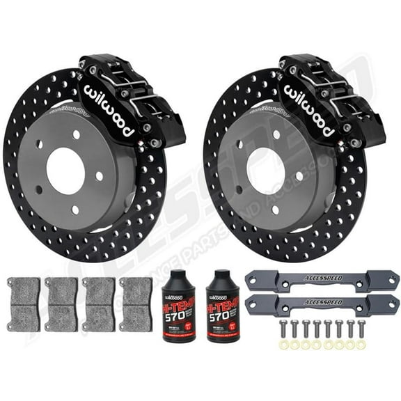 Wilwood Front UTV Big Brake Combo with FREE Brake Fluid Black Calipers and Drilled Rotors for 2022-up Polaris RZR Turbo & Pro R