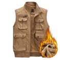 thumbnail image 4 of Cathalem Adult Coat Male Coats Warm Winter Jackets Vest Coat Stand Collar Multi Pocket Sleeveless Zipper Fly Pocket Coat Vest Canvas Jacket (Khaki, S), 4 of 7