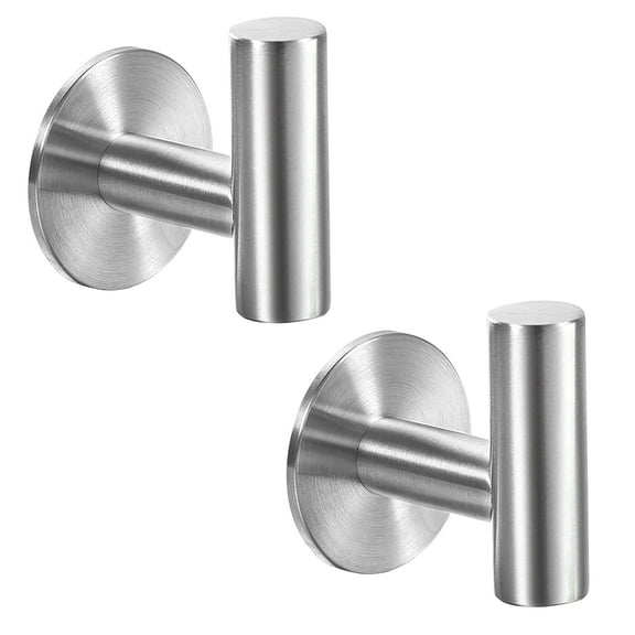 Self Adhesive Towel Silver Hook Brushed Nickel Stainless Steel Hook Holder(2Packs)