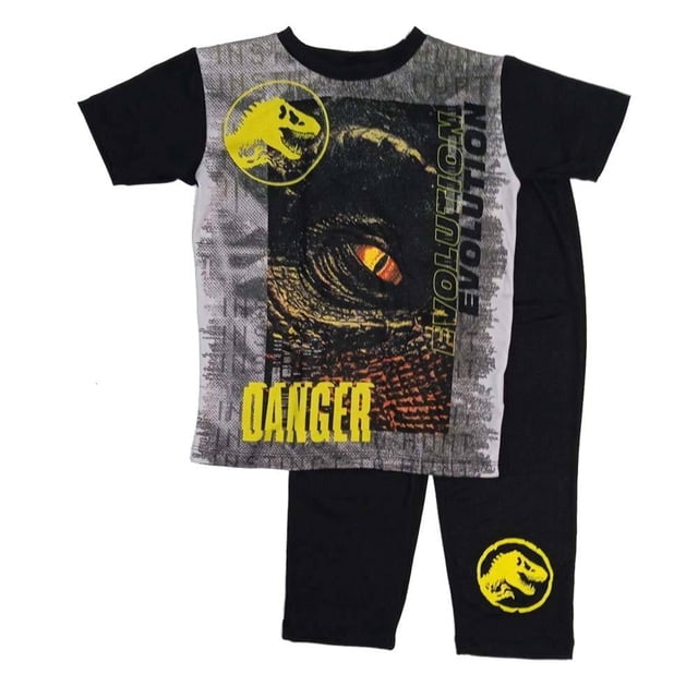 Pijama Jurassic Park Talla 4 Manga Corta con Estampado Dinosaurio Negro