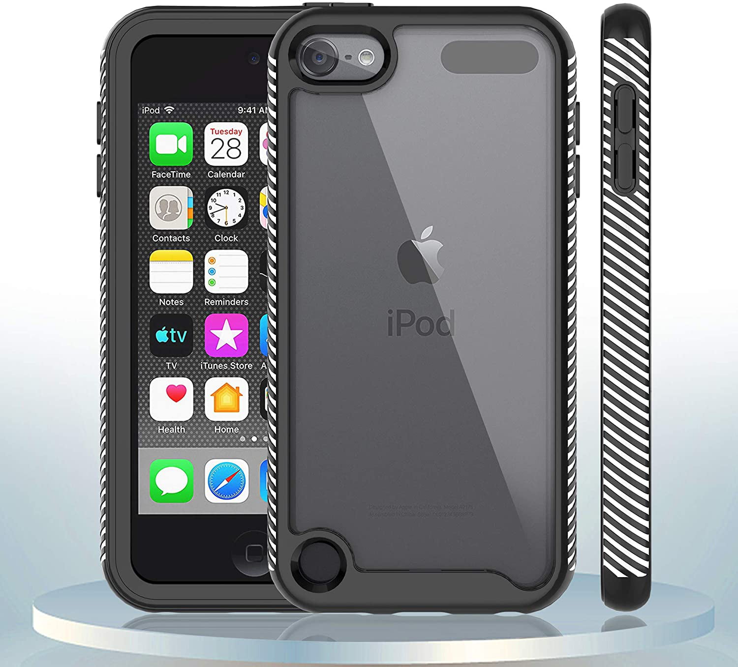 iPod Touch 7 Case,iPod Touch 6 Case,JD Armor Shockproof Case with Build in Screen Protector Heavy Duty Shock Resistant Hybrid Rugged Cover for Apple iPod Touch 5/6/7th Generation-SpaceGray 