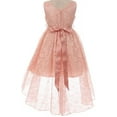 thumbnail image 2 of Little Girls Sleeveless High Low Rhinestones Belt Pageant Flower Girl Dress Champagne 4 (M3B6K0), 2 of 5