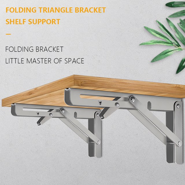 Soporte Triangular Plegable 2 uds., estante de mesa de banco, soporte de muebles de acero inoxidable (Silver12inchB)