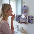 thumbnail image 6 of Large Hanging Travel Toiletry Bag Dopp Kit with Hook Cosmetic Makeup Organizer with Brush Holder Water-Resistant Bathroom for Women Men, Black Flower, 6 of 8