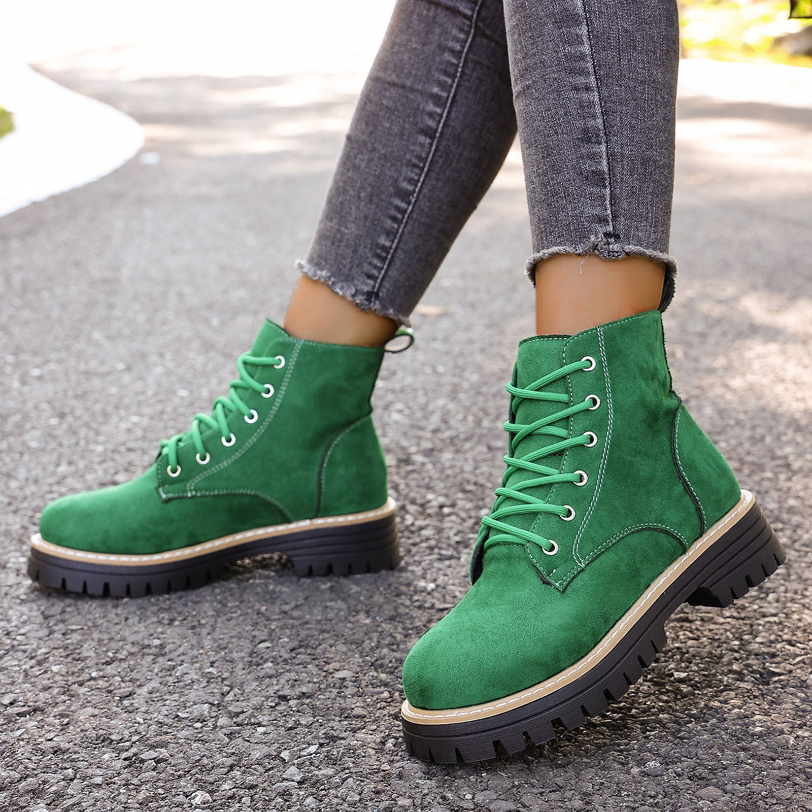 Hinvhai Women's Outdoor Waterproof Hiking Boot Snow Boots Walking Shoes Army Green 7.5(40)