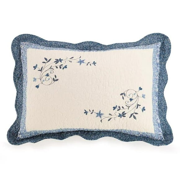 Modern Heirloom A068318BLOIE 20 x 36 in. Charlotte 100 Percent Cotton Sham with 2 in. Overlap Closure, Blue - King Size