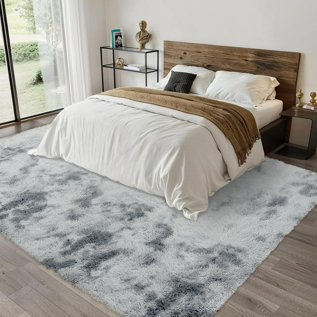 Hasoo 9' x 12' Large Area Rug High-Pile Plush Shag Rug Perfect for Living Rooms, Bedrooms, Dining Rooms, Light Grey