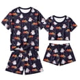 thumbnail image 5 of Halloween Sleepwear, Halloween Couple Matching Pajamas Set, Navy Ghost Pumpkin Star Short Sleeve Loungewear, Crop Top & Shorts Sleepwear, Soft Cozy Spooky Holiday Nightwear for Summer & Home Wear, L, 5 of 6