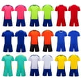 thumbnail image 1 of AURORA TRADE 1 Set Unisex Sports T-shirt Shorts Contrast Color Sweat Wicking Sportswear Adult Soccer Jersey for Sports, 1 of 8