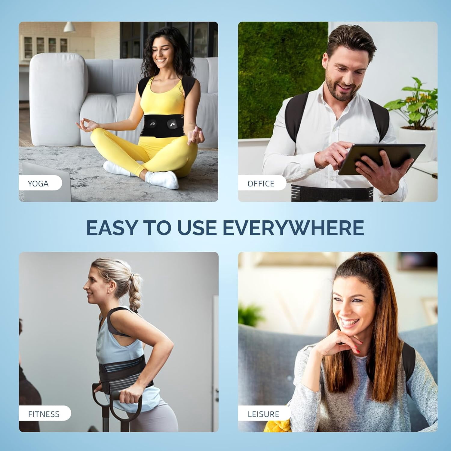 GKTG Posture Corrector Support Back Brace: Adjustable Body Posture Brace for Men and Women Medium