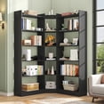 thumbnail image 2 of Tall Corner Bookshelf, 6 Tier L-Shaped Bookcase, Wood Large Book Case Display Shelf for Living Room, Home Office, Study, Black, 2 of 10