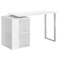 thumbnail image 2 of Elegant Office Desk With Storage - 55"l, White Laminate, Grey Metal, Home Storage, Left Right Assembly Option Contemporary Laptop Work For Setup, Or, 2 of 3