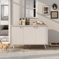 thumbnail image 4 of Cat Litter Box Enclosure, 3 Door Hidden Litter Box Furniture with 2 Compartments, Plug, Wooden Pet Crate House Side End Table, Storage Cabinet Bench, Fit Most Cat for Living Room, Bedroom, 4 of 7
