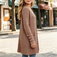 thumbnail image 2 of VIPOIN Girls Knit Long Cardigan Sweater, Ribbed Button Down with Side Pockets, Casual Layering Outerwear, 2 of 6