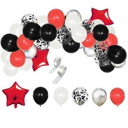 40 pièces guirlande d'arc de ballon rouge noir blanc, guirlande de ballons  de fête de