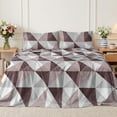 thumbnail image 2 of Flymme 4 Piece Queen Size Bed Sheets,Burgundy and Gray Geometric Triangle Sheet ,Modern Abstract Bedding for Man Women Bedroom, 2 of 8