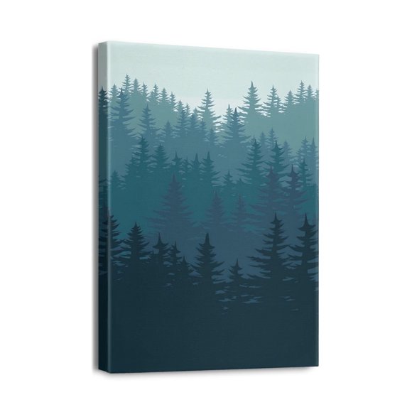 Apportez le Plein Air - 12x16 Po Lever de Soleil Forêt Brumeuse Art sur Toile pour Chambre d'Amoureux de la Nature, Salon Ou Salle de Bain