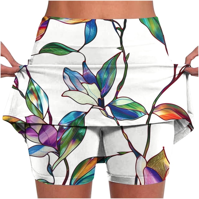 Pantalones Cortos Atléticos de Mujer de Cintura Alta Pantalones Ligeros de Impresión Delgados con Bolsillos