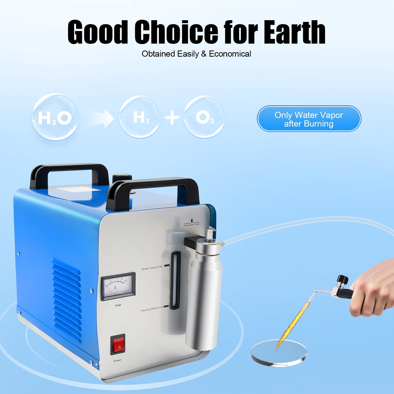 75L H160 Oxygen Hydrogen HHO Gas Flame Generator Acrylic Polishing Machine 110V for Home and Business