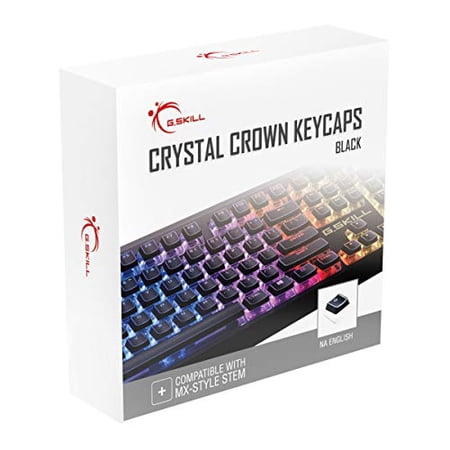g.skill crystal crown keycaps - keycap set with transparent layer for mechanical keyboards full 104 key standard ansi 104 english (us) layout - black