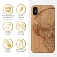 thumbnail image 4 of Case Yard Wooden Case Outside Soft TPU Silicone, Slim Fit Shockproof Wood Protective Phone Cover for Girls Boys Men and Women, Supports Wireless Charging Headphone Skull Design case for iPhone-X, 4 of 7
