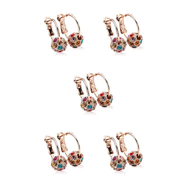 Minnieouse 1 par de pendientes de aro de cristal, pendientes de tuerca, regalo de joyería, cuentas de Color dorado Cuenta de color dorado 5Conjunto