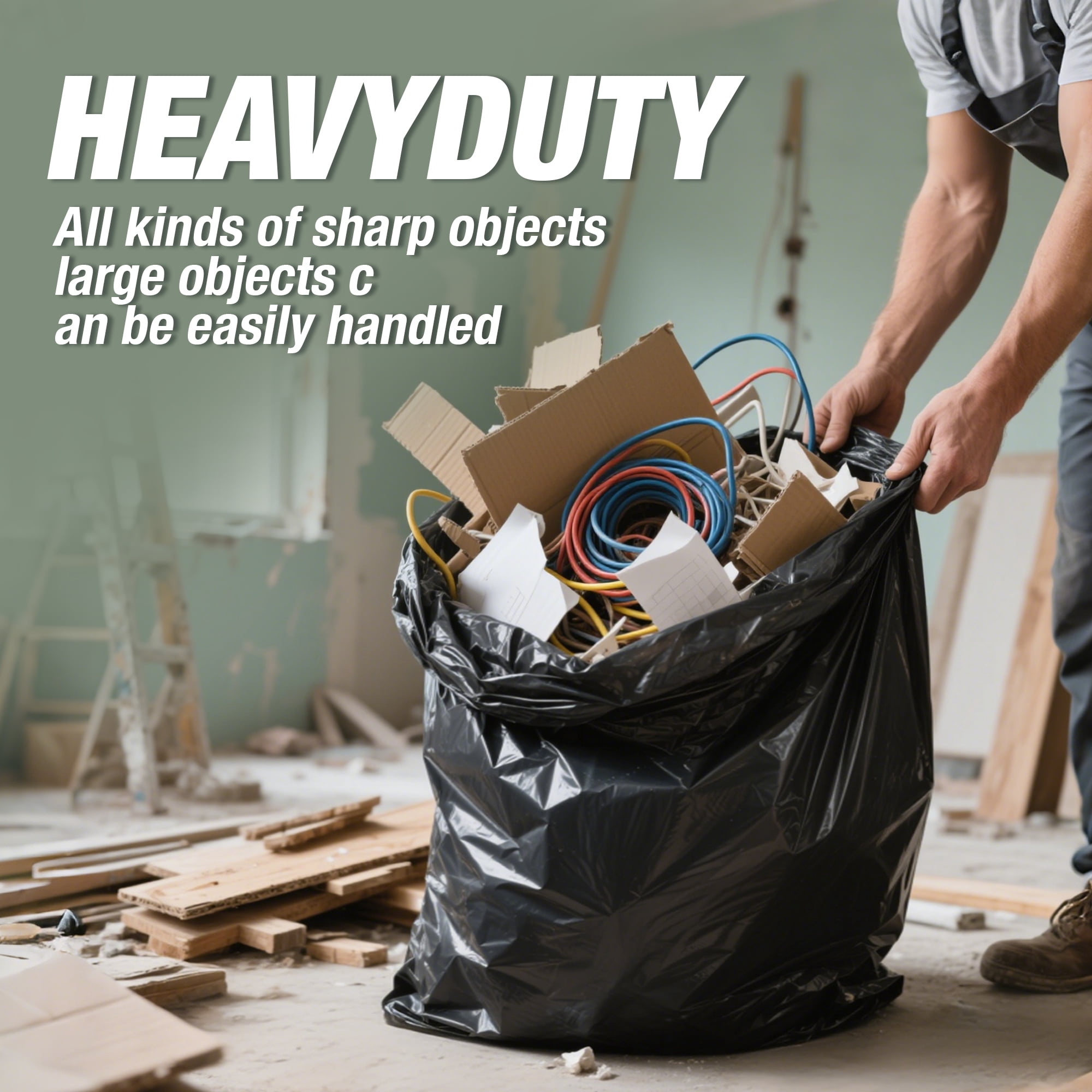 KeenEcho Heavy Duty Contractor Trash Bags 55-60 Gallon, 30 Count, 2.5Mil Extra Thick, Strong Black Garbage Bags, Leakproof Star Seal for Construction, Yard, Demolition Debris