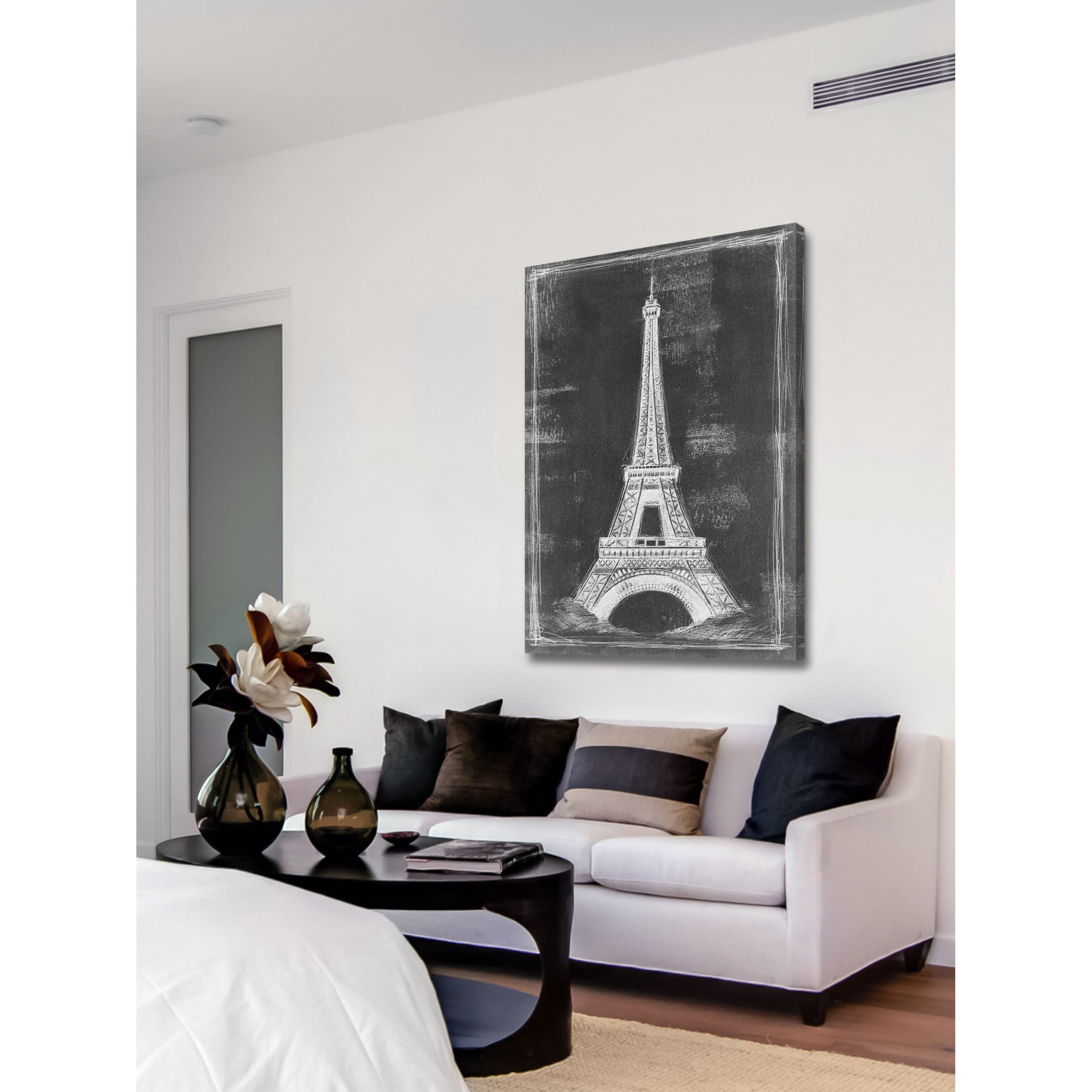 "Eiffel Tower Blueprint" Painting Print on Wrapped Canvas