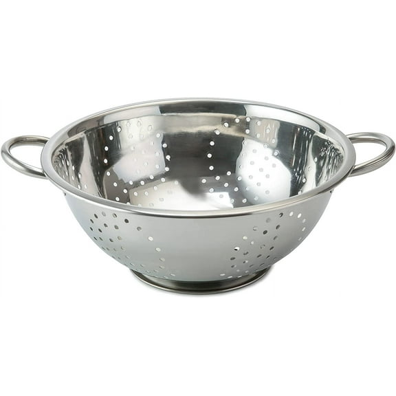 Stainless Steel Colander | 9.5 inches in Diameter | Dishwasher Friendly Strainer | Perforated Base | Suitable For Straining Fruits, Vegetables, Noodles, Pasta, Spaghetti | Steel Handles
