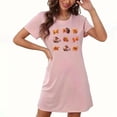 thumbnail image 4 of Sakmal Moomoos Ultra-Doux pour Femmes Grande Taille Confortable Rose Pyjama de l'Action de Grâce Robe de Nuit Manches Courtes Imprimé Feuilles d'Automne Col Rond Court Chemises de Nuit P-2TG, 4 of 4