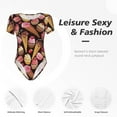 thumbnail image 6 of Daiia Ice Cream Cake print Women's Crew Neck Short Sleeve Bodysuit Fashion Tops Fit Casual Basic Extender Bodysuit-Small, 6 of 9