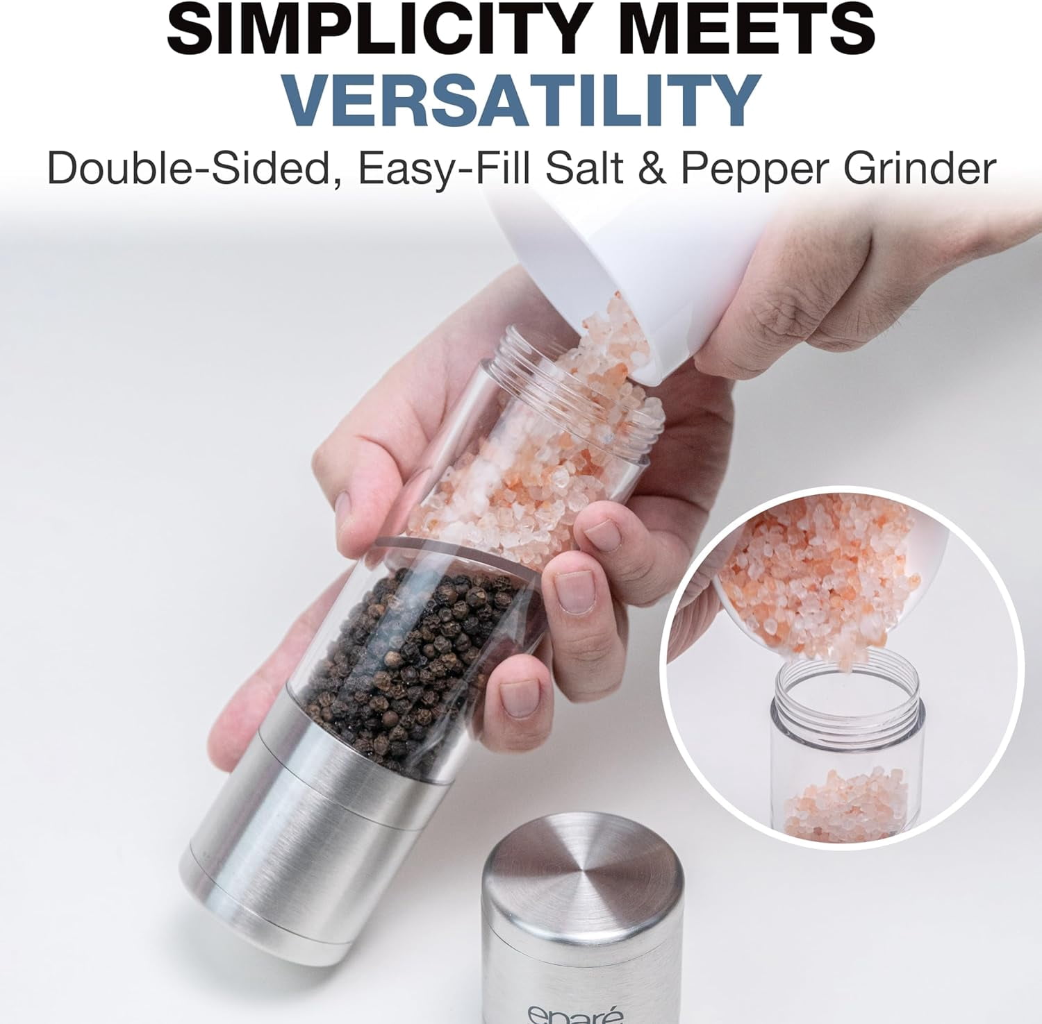 Battery Operated Salt and Pepper Grinder Set with Ceramic Burr Mill for Kitchen