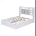 thumbnail image 5 of Full Size Bed Frame with 4 Under-bed Portable Storage Drawers and Multi-tier Bedside Storage Shelves, White, 5 of 12