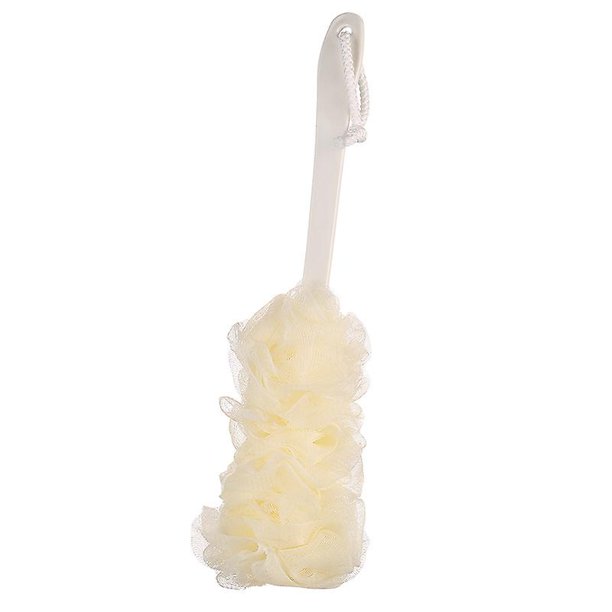 Cepillo de baño colgante con mango largo y forma de flor para ducha, cepillo de baño colgante, cepillo de esponja duradero para ducha, cepillo exfoliante para mujeres y hombres (color beige)