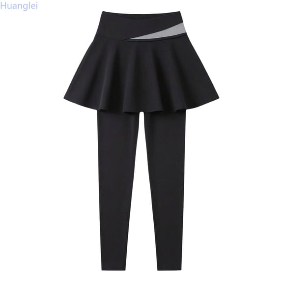 Huanglei Girls' Sports Pants For Kids | Stretch Knit Joggers For And Summer Activity Leggings With Skirt Overlay For Girls ï¼Back To Skirted Leggings /Size 5-6 Years(Black)