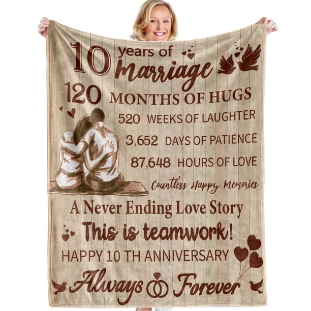 LHSHID Gift for 25th Wedding Anniversary 25th Silver Wedding Anniversary Gifts Happy Anniversary Marriage Gifts for Wife Husband Him Her Anniversary Decorations Blanket 60x80in