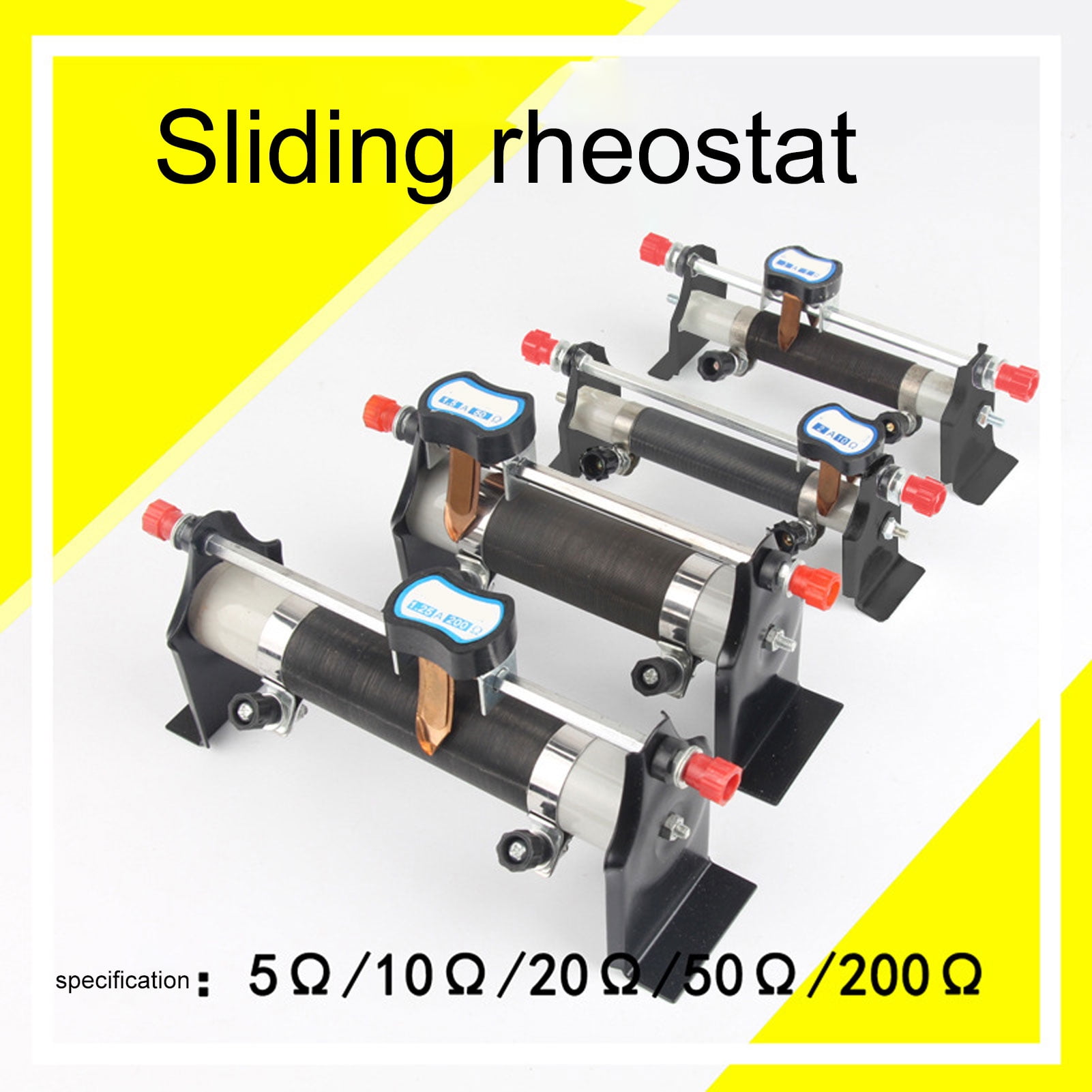 Laboratory 5/10/20/50/200 Ohms Slide Rheostat Electrical Experiment Equipment