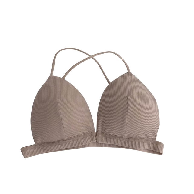 Sujetador inalámbrico Transpirable Hacer subir Bralette Ropa interior con hebilla frontal sexy de algodón roscado, Albaricoque kenally AP001473-08B