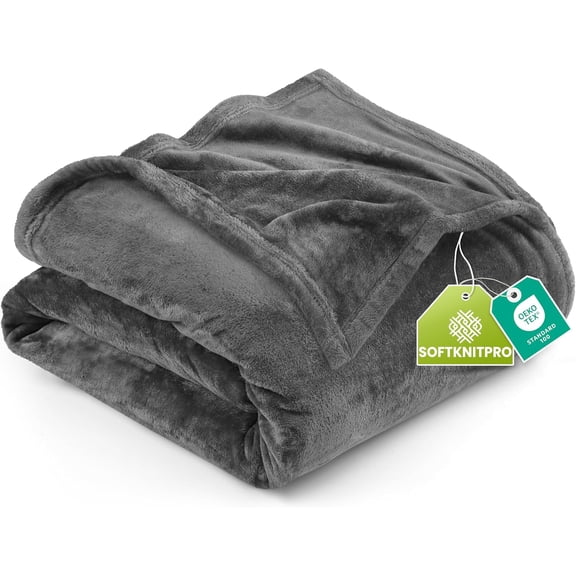 Fleece Blanket Queen Size Grey (90x90 Inches) Ultra Soft Warm Lightweight Microfiber Breathable Anti-Static Cozy Winter Bed Blanket, All-Season Home Decor Gift for Men & Women