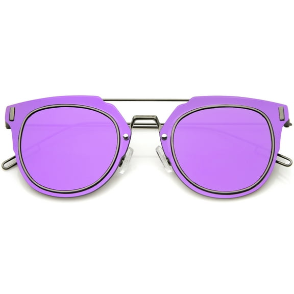 sunglassLA - Modern Ultra Slim Wire Frame Mirrored Flat Lens Pantos Sunglasses - 58mm