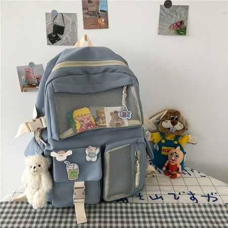 

Toyella Harajuku Girls College Style Fashion Backpack Blue without pendant