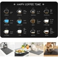 thumbnail image 5 of Designer Coffee Bar Mat, Large 16 x 24 Inches, Rubber Backing, Absorbent Dish Drying Mat for Kitchen Countertop, Heat Resistant, Black, 5 of 8