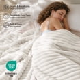 thumbnail image 4 of SoComfy by Bedelite Cream Blanket for Couch & Bed, 300GSM Soft & Warm Fleece Blanket, Decorative and Giftable Striped Blankets for Women, Men, 4 of 8